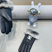 GLOVES IN BLACK LAMBSKIN WITH RABBIT FUR 463793