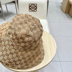 GG BUCKET HAT WIDE BRIM IN BEIGE MONOGRAM CANVAS