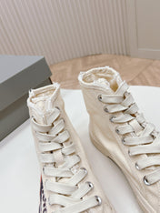 WHITE CANVAS HIGH-TOP SNEAKERS LOGO GRAFFITI