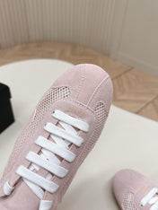 PRADA 26S CLASSIC SNEAKERS IN PINK SUEDE AND MESH