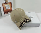 MM DISTRESSED EMBROIDERED BASEBALL CAP DENIM