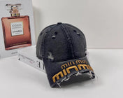 MM DISTRESSED EMBROIDERED BASEBALL CAP DENIM