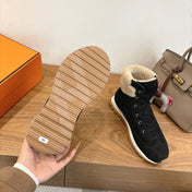 HM 26S FUR-LINED HIGH TOP SNEAKERS IN BLACK SUEDE