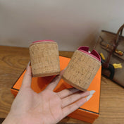 HM 26S WEDGE SANDALS IN DARK PINK SUEDE AND LAMBSKIN