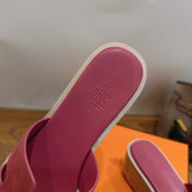 HM 26S WEDGE SANDALS IN DARK PINK SUEDE AND LAMBSKIN