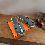 HM 26S WEDGE SANDALS IN TEAL BLUE SUEDE AND LAMBSKIN