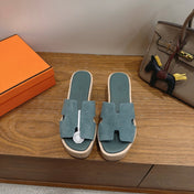 HM 26S WEDGE SANDALS IN TEAL BLUE SUEDE AND LAMBSKIN