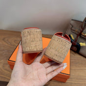 HM 26S WEDGE SANDALS IN REDDISH BROWN SUEDE AND LAMBSKIN