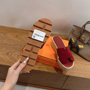 HM 26S WEDGE SANDALS IN DARK RED SUEDE AND LAMBSKIN