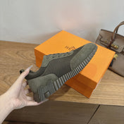 HM 26S BOUNCE SNEAKERS IN MOSS GREEN SUEDE AND FABRIC