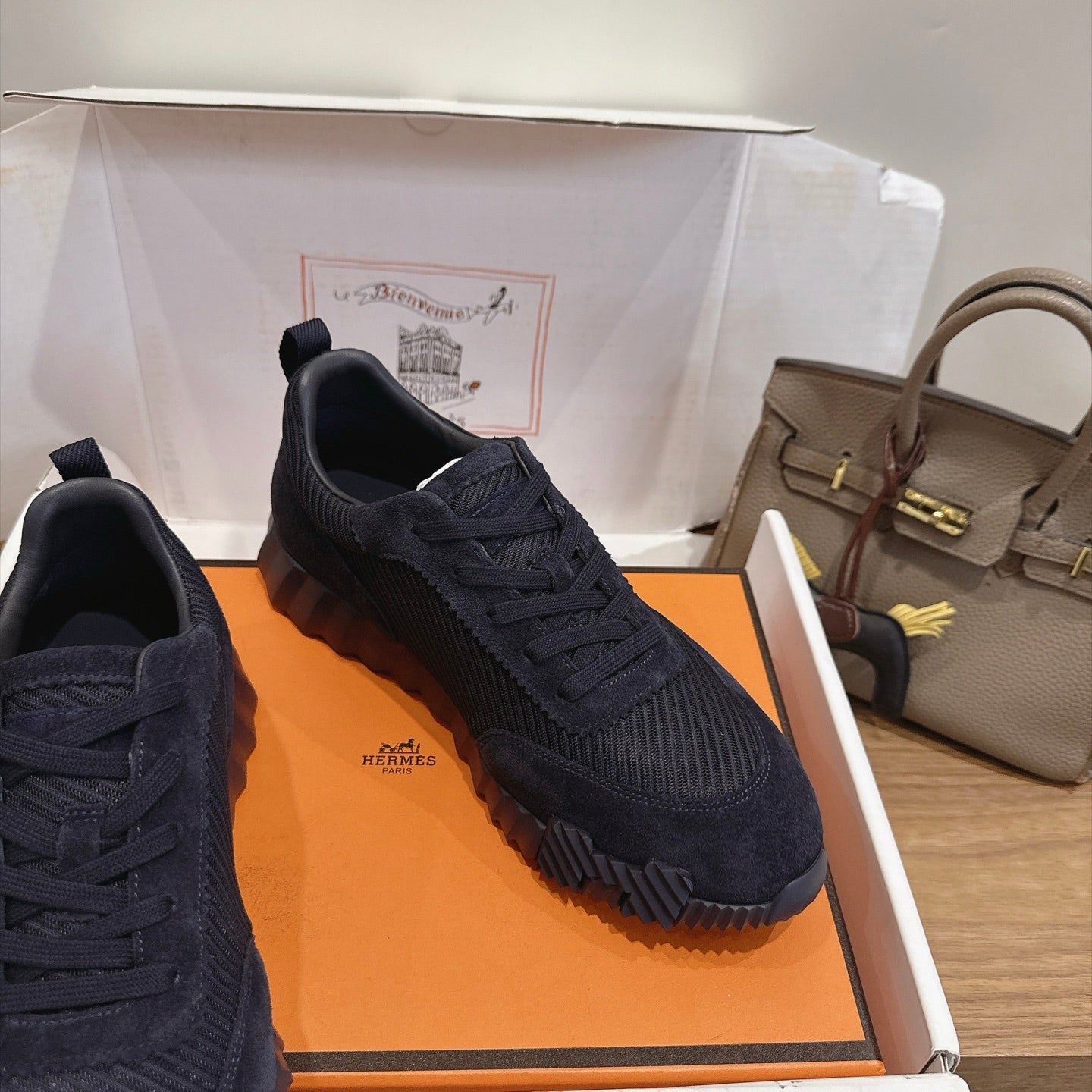 HM 26S BOUNCE SNEAKERS IN BLACK SUEDE AND FABRIC