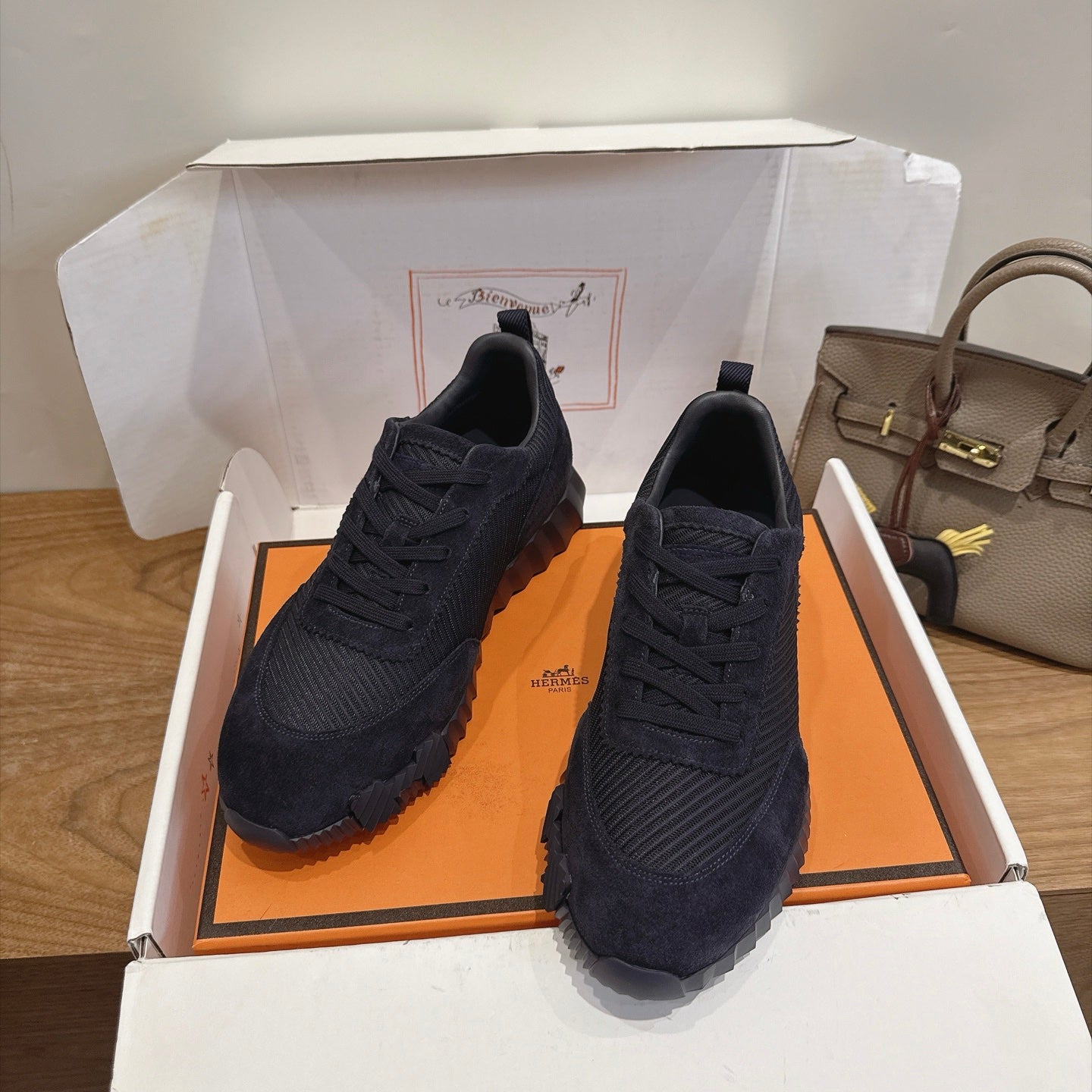 HM 26S BOUNCE SNEAKERS IN BLACK SUEDE AND FABRIC