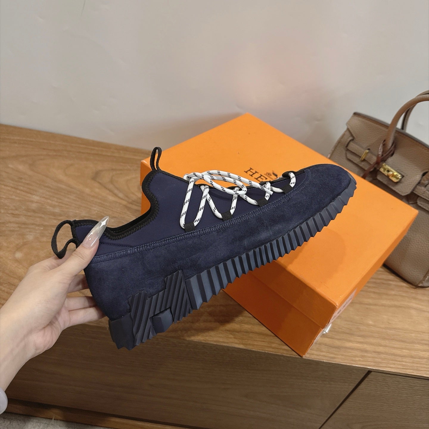 HM 26S BICOASTAL SNEAKERS IN NAVY BLUE SUEDE AND FABRIC
