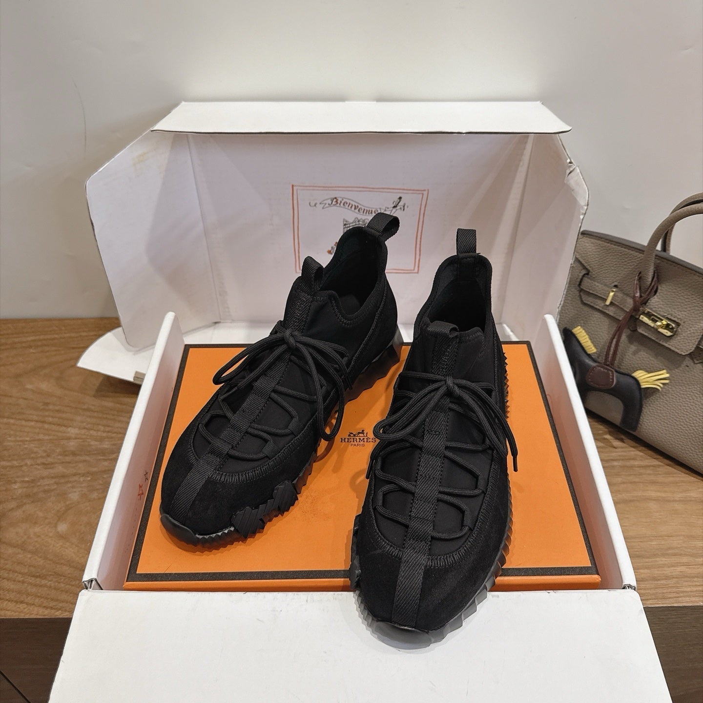 HM 26S BICOASTAL SNEAKERS IN BLACK SUEDE AND FABRIC