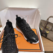 HM 26S BICOASTAL SNEAKERS IN BLACK CALFSKIN AND FABRIC