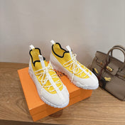 HM 26S BICOASTAL SNEAKERS IN WHITE SUEDE AND YELLOW FABRIC