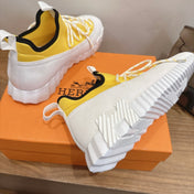 HM 26S BICOASTAL SNEAKERS IN WHITE SUEDE AND YELLOW FABRIC