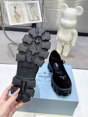 PRADA 25S PLATFORM MARY JANE SHOES IN BLACK SUEDE