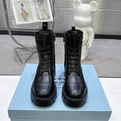 PRADA 25S WARRIOR BOOTS IN BLACK CALFSKIN