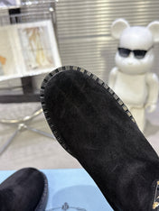 PRADA 25S RETRO PLATFORM MARTIN BOOTS IN BLACK SUEDE