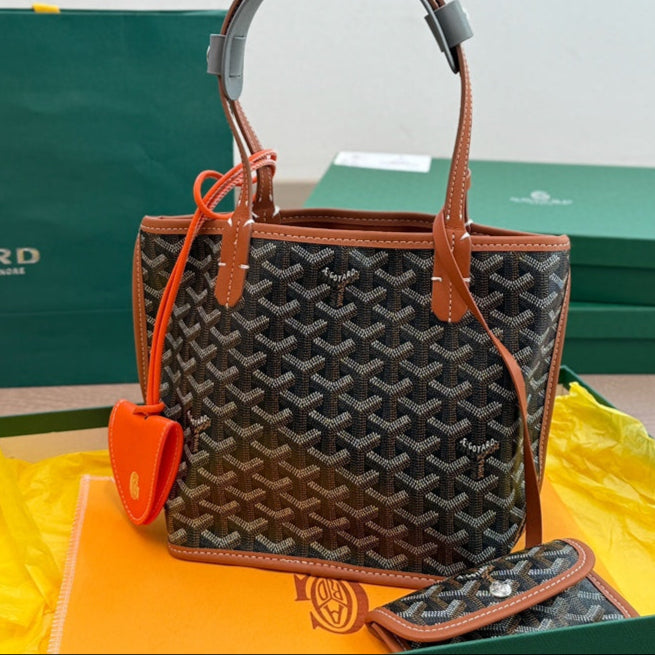 ANJOU MINI BAG 21 IN BROWN GOYARDINE CANVAS AND CALFSKIN