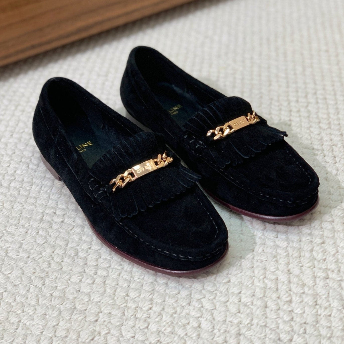 LUCO LOAFER WITH FRINGES IN BLACK SUEDE
