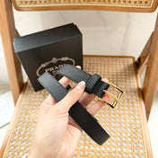 PRADA 25S BELT 25 MM IN BLACK CALFSKIN 542645