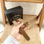 PRADA 25S BELT 25 MM IN LIGHT BROWN CALFSKIN 542646