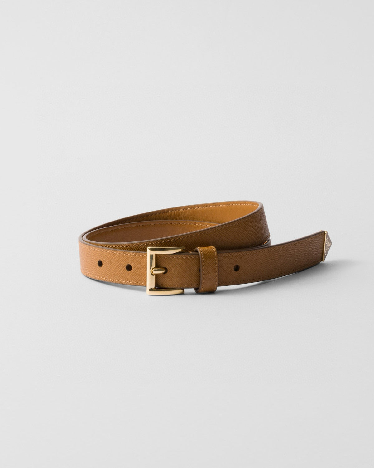 PRADA 25S BELT 25 MM IN LIGHT BROWN CALFSKIN 542646
