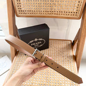 PRADA 25S BELT 25 MM IN LIGHT BROWN CALFSKIN 542647