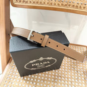 PRADA 25S BELT 25 MM IN LIGHT BROWN CALFSKIN 542647