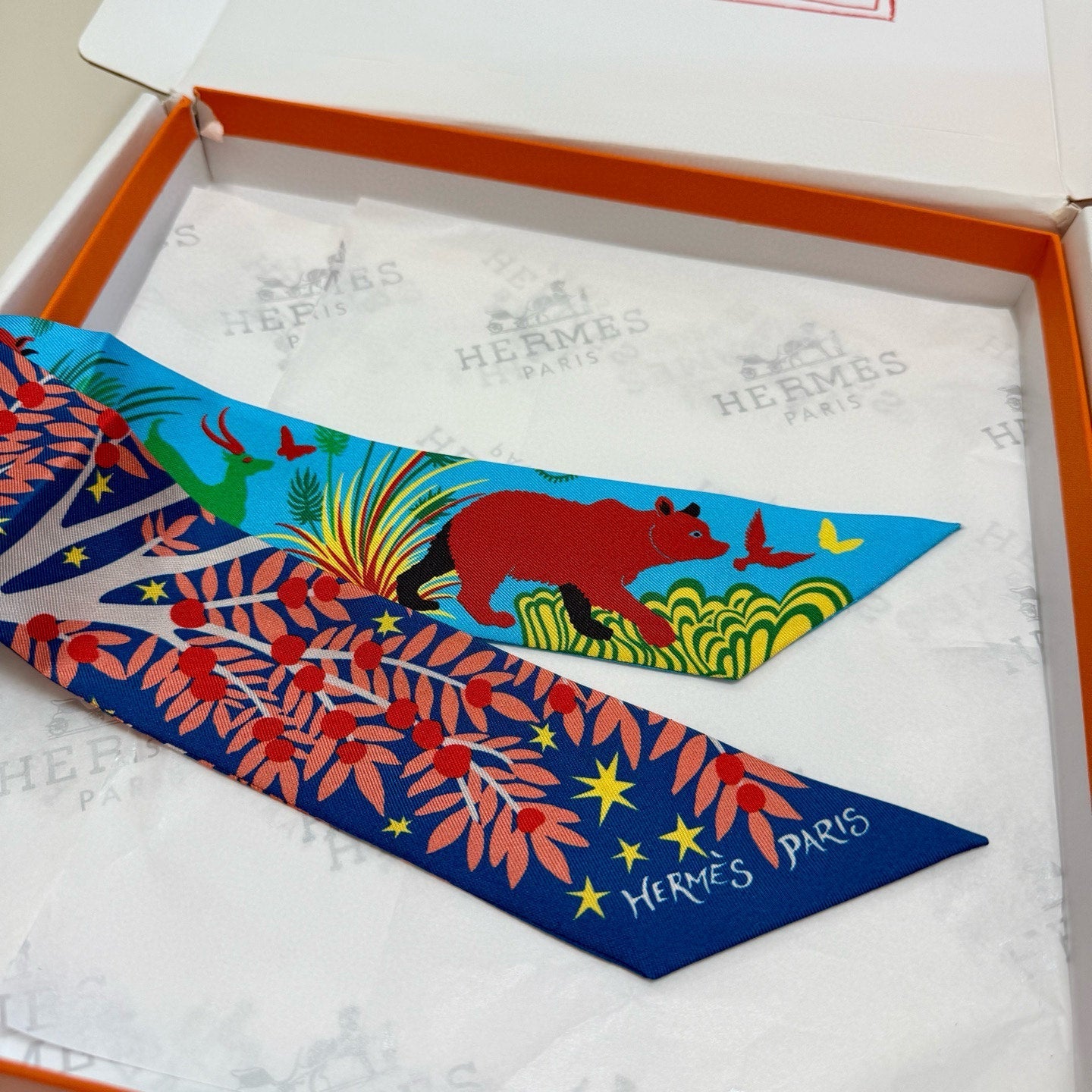 HERMES 25S SILK NECKERCHIEF 86 IN SILK 714353