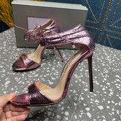 HIGH HEEL 10 CM SANDAL IN CREPE PINK CALFSKIN 537812