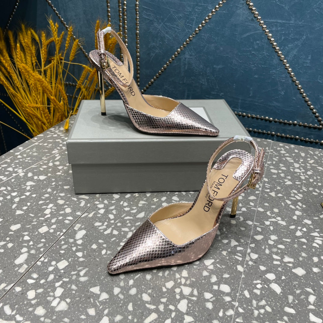 HIGH HEELS 10 CM IN DUSTY PINK SNAKE PATTERNED CALFSKIN