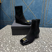 BALMAIN 26S BOOTS 65 MM IN BLACK SUEDE AND CALFSKIN