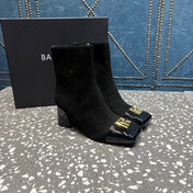 BALMAIN 26S BOOTS 65 MM IN BLACK SUEDE AND CALFSKIN
