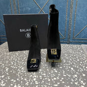 BALMAIN 26S BOOTS 65 MM IN BLACK SUEDE AND CALFSKIN