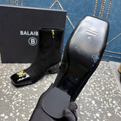 BALMAIN 26S BOOTS 65 MM IN BLACK SUEDE AND CALFSKIN