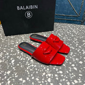 BALMAIN 26S SLIPPERS IN RED GLOSSY CALFSKIN