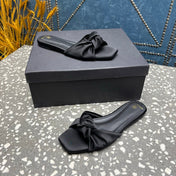 BALMAIN 26S SLIDES IN BLACK SATIN