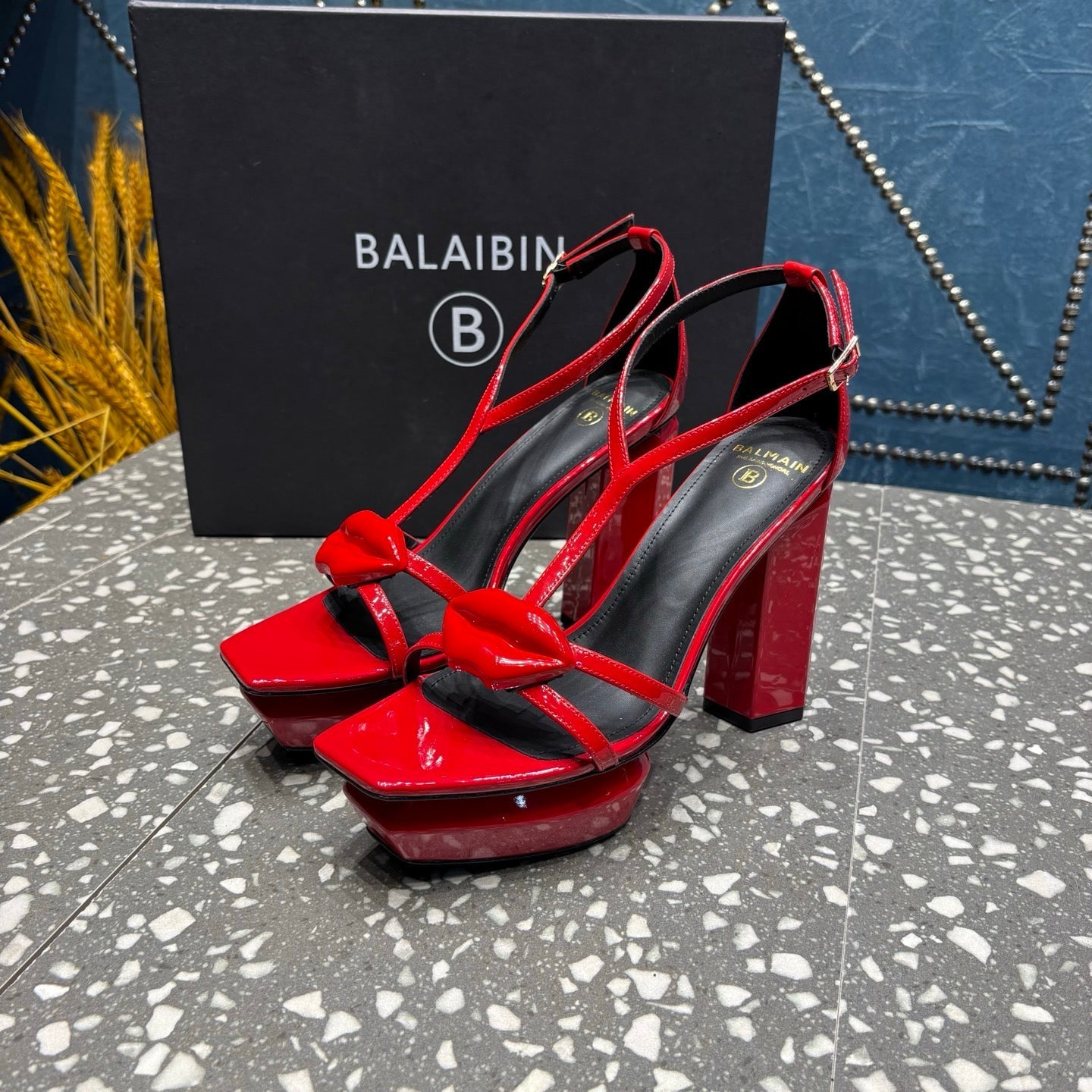 BALMAIN 26S HIGH-HEELED SANDALS 105 MM IN RED CALFSKIN STYLE 9