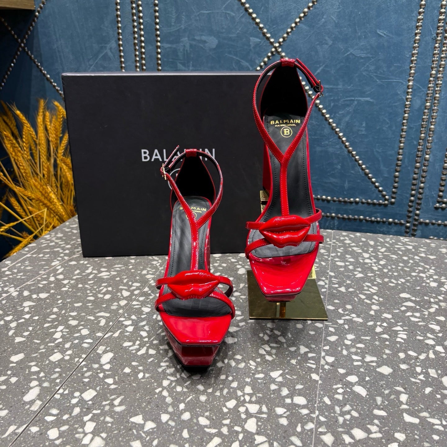 BALMAIN 26S HIGH-HEELED SANDALS 105 MM IN RED CALFSKIN STYLE 9