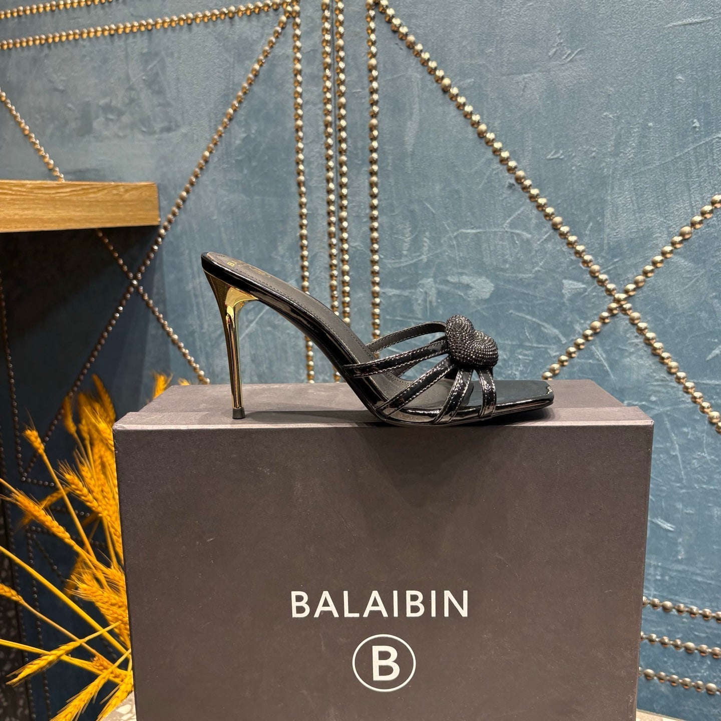 BALMAIN 26S HIGH-HEELED SANDALS 95 MM IN BLACK CALFSKIN STYLE 7