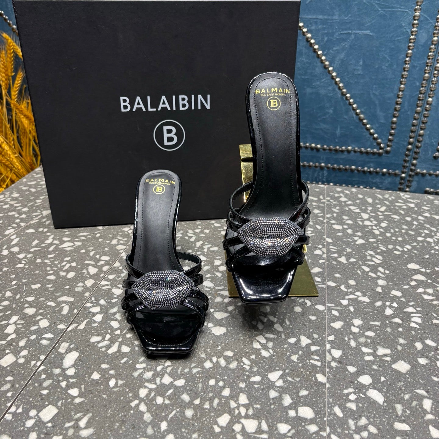 BALMAIN 26S HIGH-HEELED SANDALS 95 MM IN BLACK CALFSKIN STYLE 6
