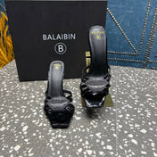 BALMAIN 26S HIGH-HEELED SANDALS 95 MM IN BLACK CALFSKIN STYLE 6