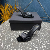 BALMAIN 26S HIGH-HEELED SANDALS 95 MM IN BLACK CALFSKIN STYLE 6