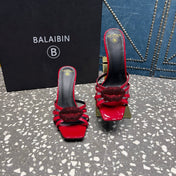 BALMAIN 26S HIGH-HEELED SANDALS 95 MM IN DARK RED CALFSKIN STYLE 4