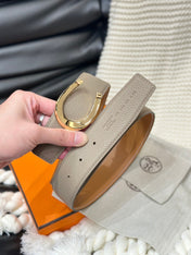 HM LUCK BELT GOLD BUCKLE & REVERSIBLE PEANUT BROWN LEATHER STRAP 38MM