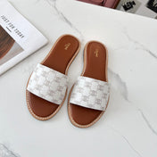 LYMPIA MULE WHITE CANVAS EMBROIDERED LOGO