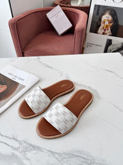 LYMPIA MULE WHITE CANVAS EMBROIDERED LOGO